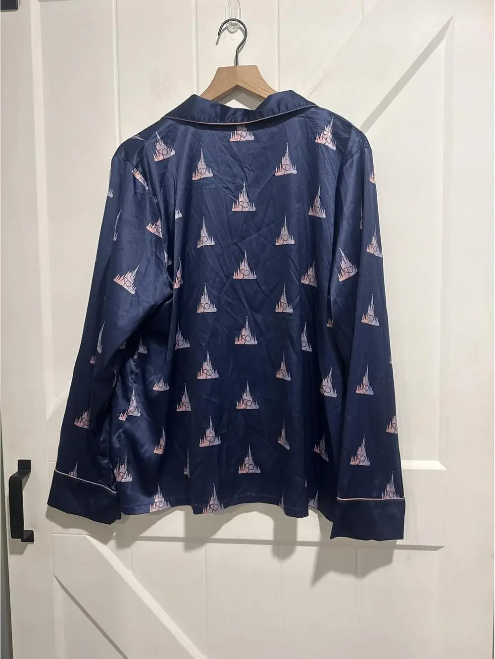 Disney 50th Anniversary Navy Satin Castle Print Pajama Set, Women's XL - Picture 7 of 8
